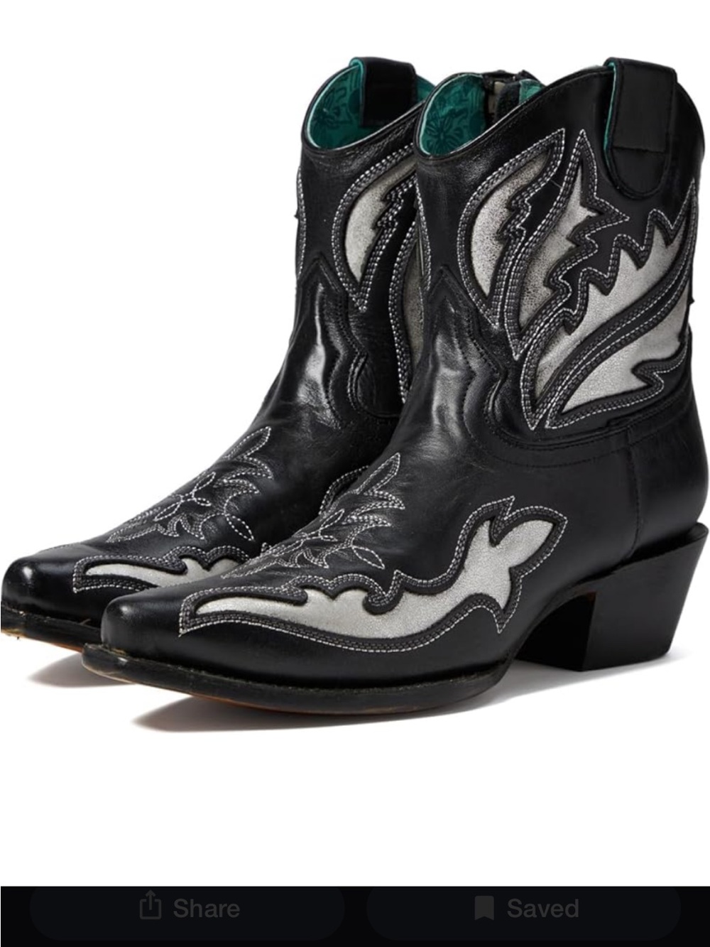 Corral Black and Silver Western Ankle Booties